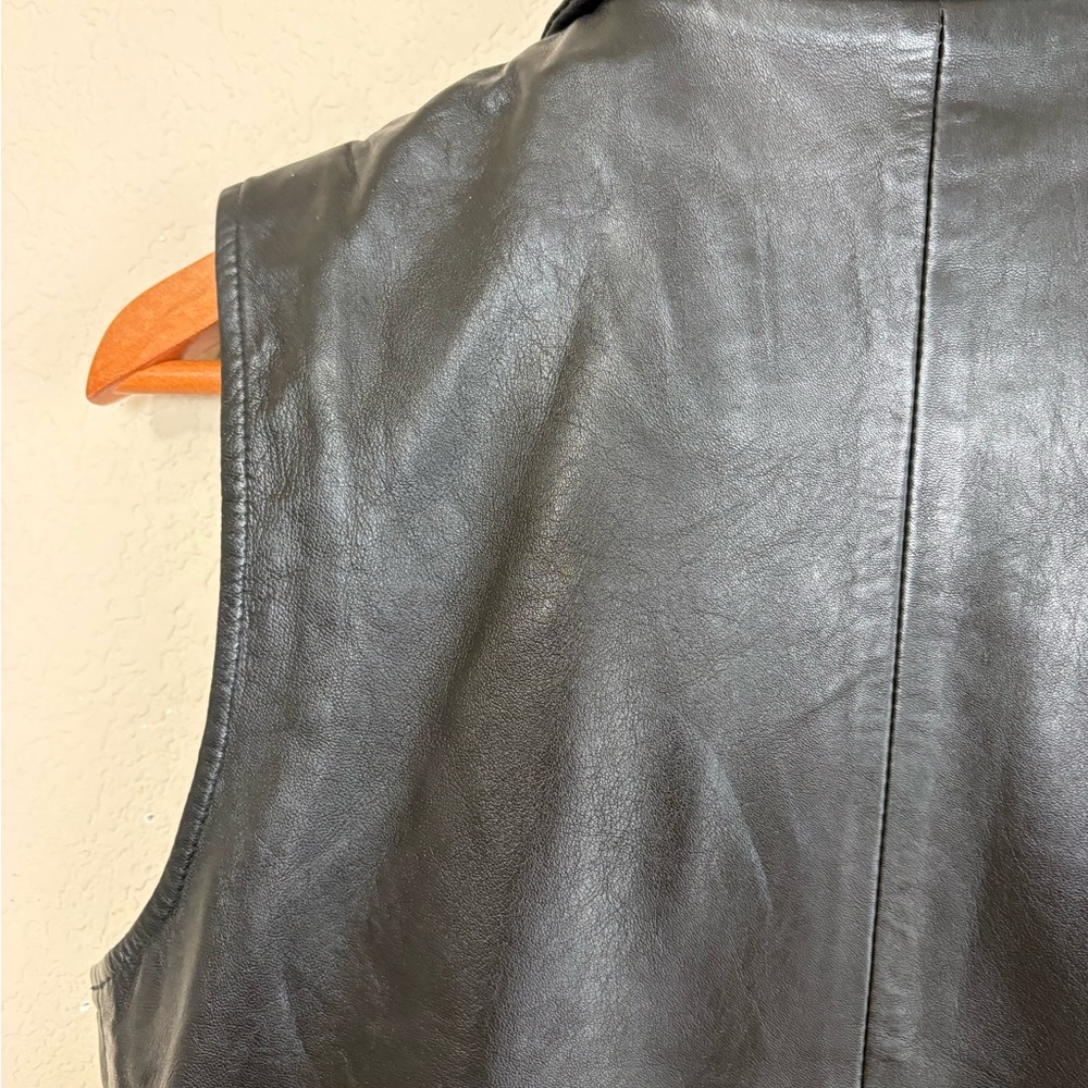 Vintage Saguaro West Black Leather Collared Zip Up Vest for Women Size Small - Picture 12 of 15